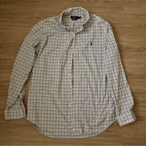 Polo by Ralph Lauren Men's White and Blue Plaid Shirt